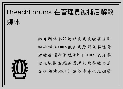 BreachForums 在管理员被捕后解散 媒体 BreachForums 在管理员被捕后解散 媒体