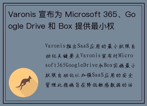 Varonis 宣布为 Microsoft 365、Google Drive 和 Box 提供最小权 Varonis 宣布为 Microsoft 365、Google Drive 和 Box 提供最小权